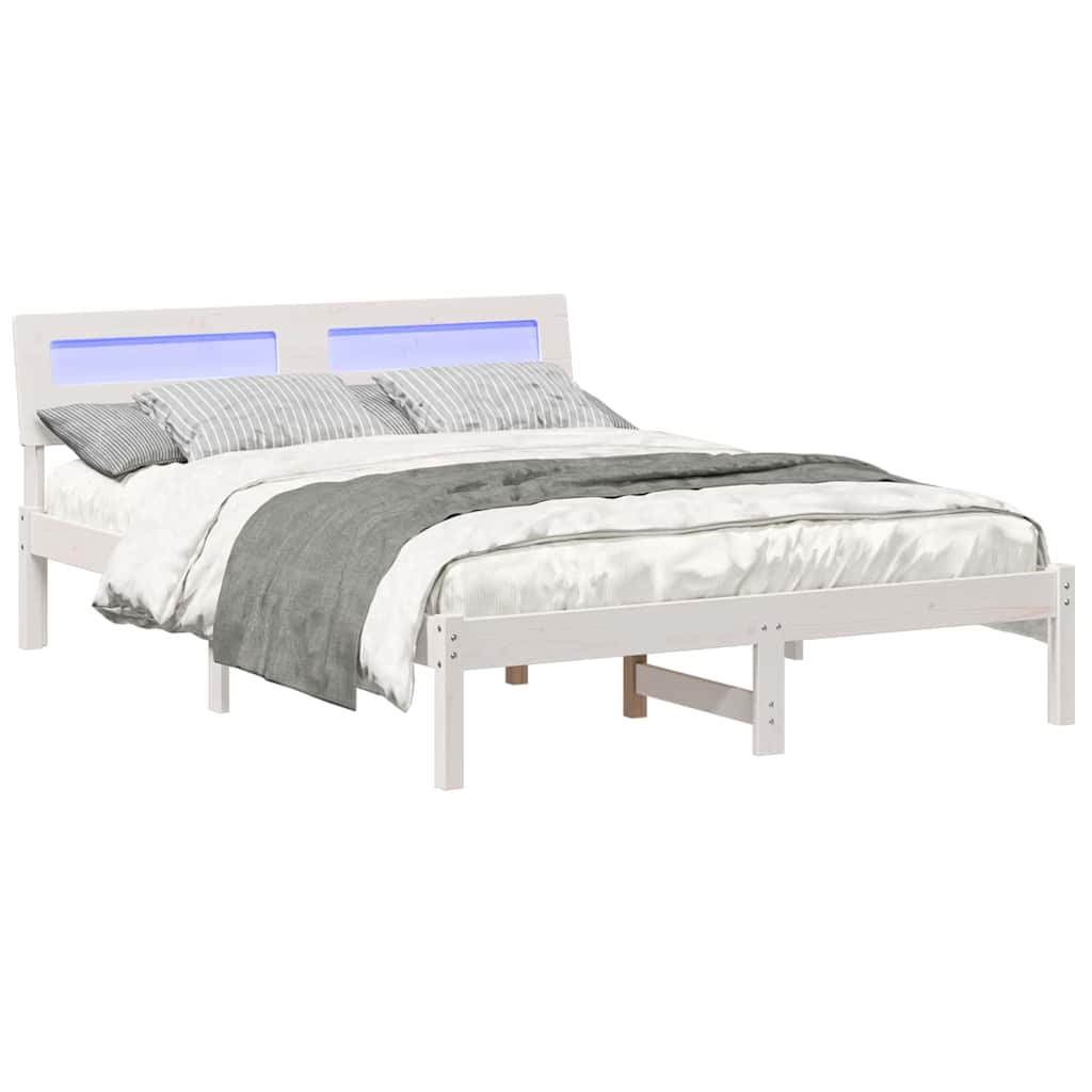 Sengestel med hovedgærde Hvid 120 x 190 cm Massiv fyrretræ