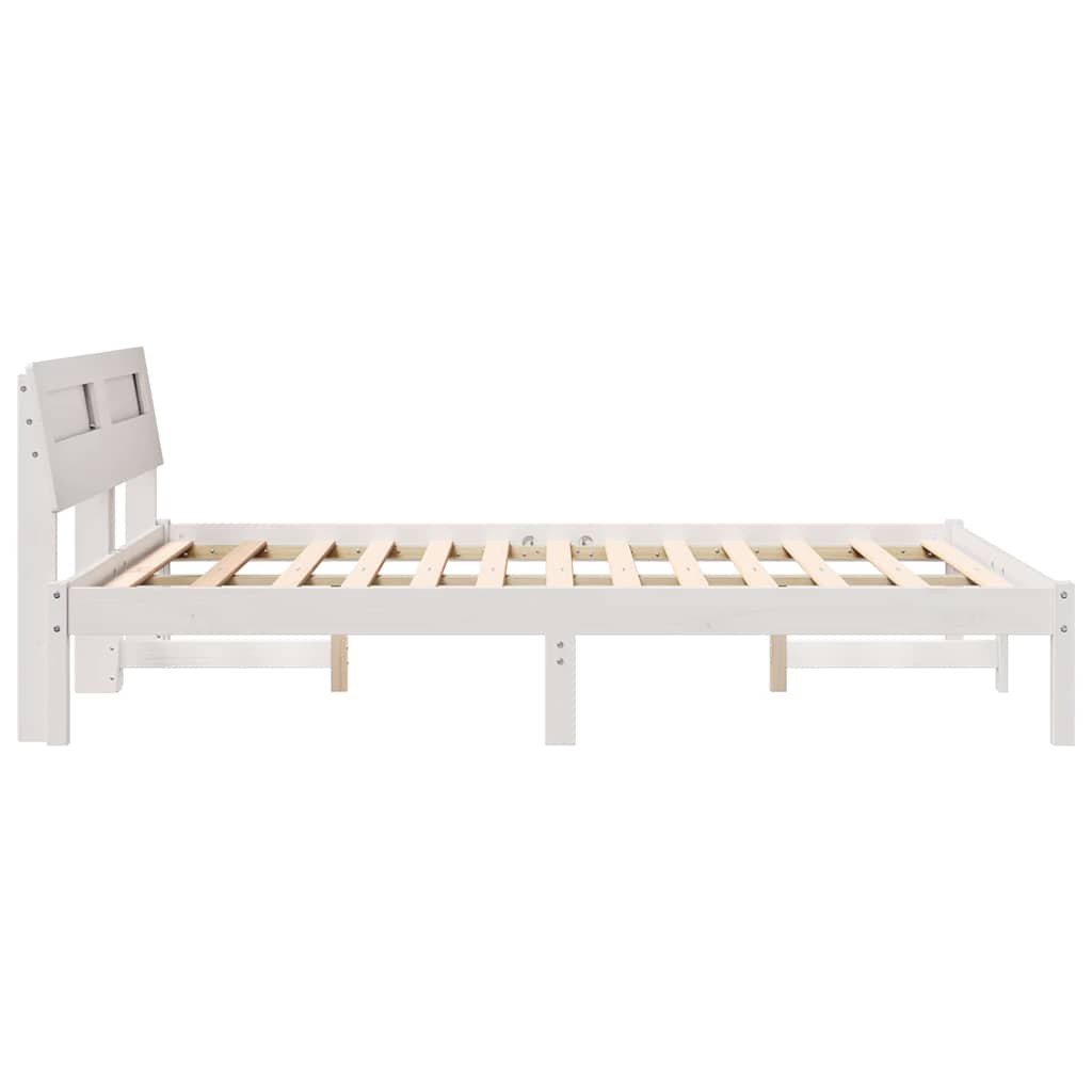 Sengestel med hovedgærde Hvid 120 x 190 cm Massiv fyrretræ