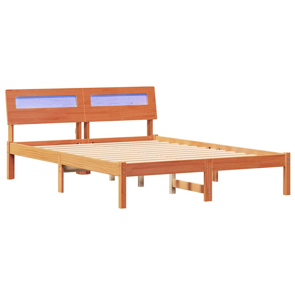 Sengestel med hovedgærde Voks brun 120 x 190 cm Massiv fyrretræ