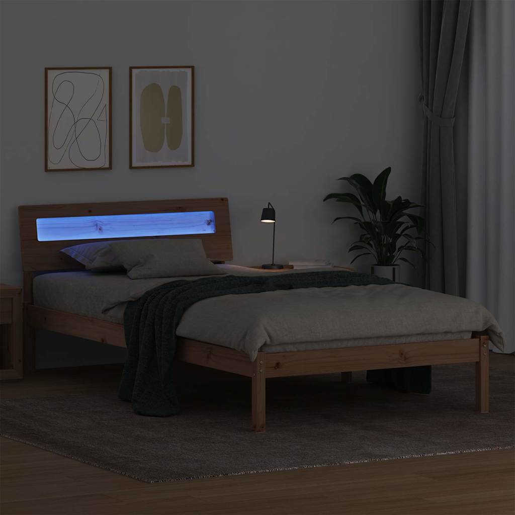 Sengestel med hovedgærde Brun 80 x 200 cm Massiv fyrretræ
