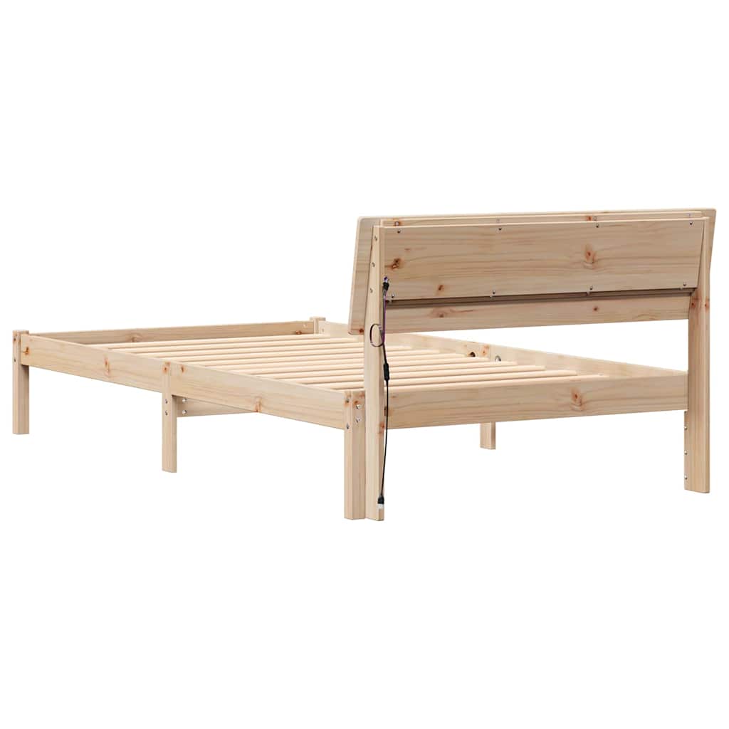 Sengestel med hovedgærde Brun 80 x 200 cm Massiv fyrretræ