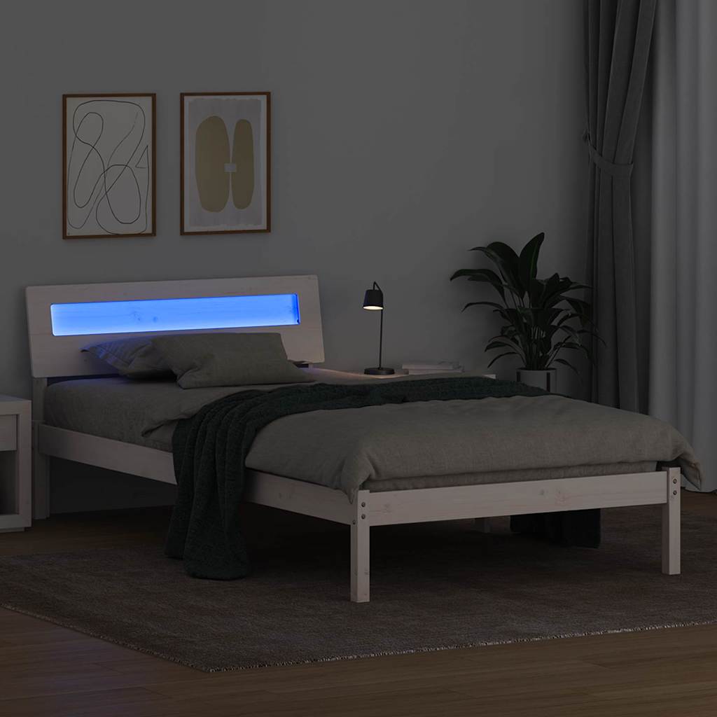 Sengestel med hovedgærde Hvid 80 x 200 cm Massiv fyrretræ