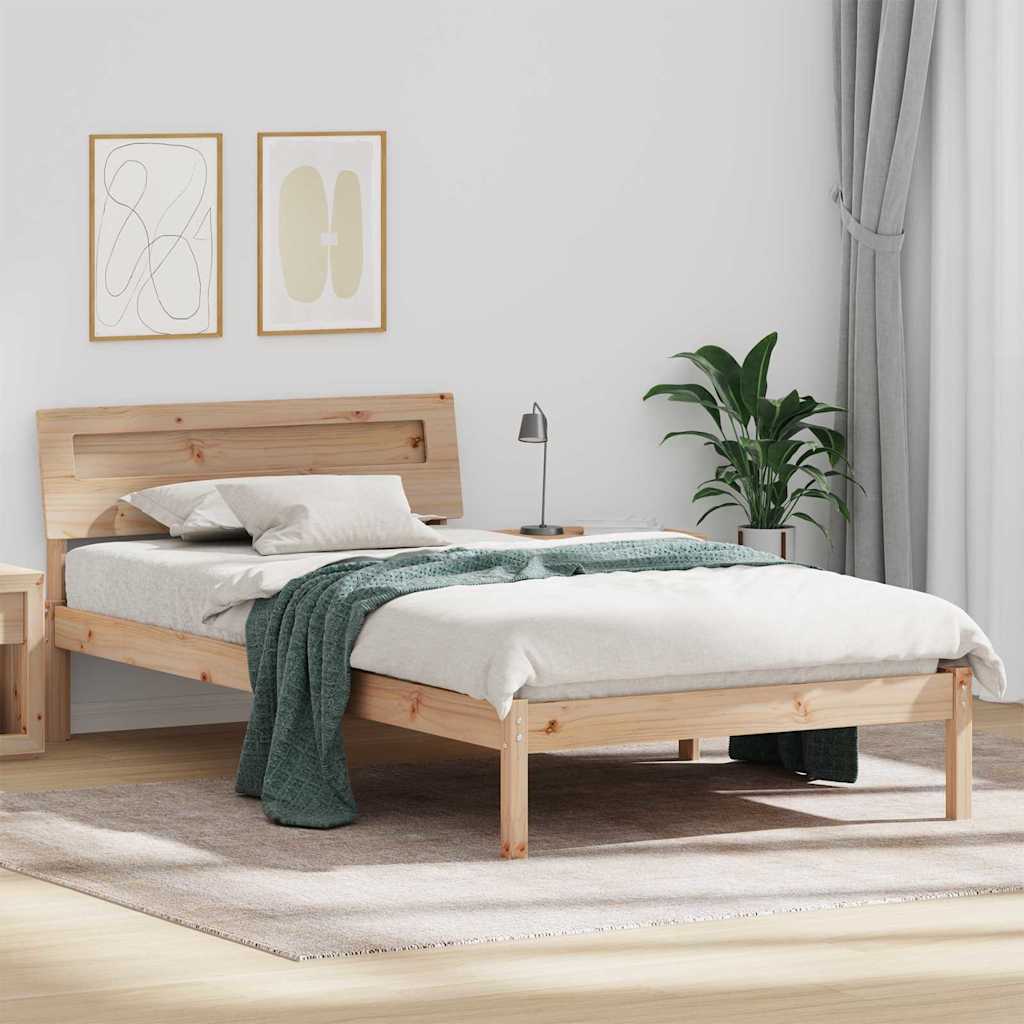Sengestel med hovedgærde Brun 75 x 190 cm Massiv fyrretræ
