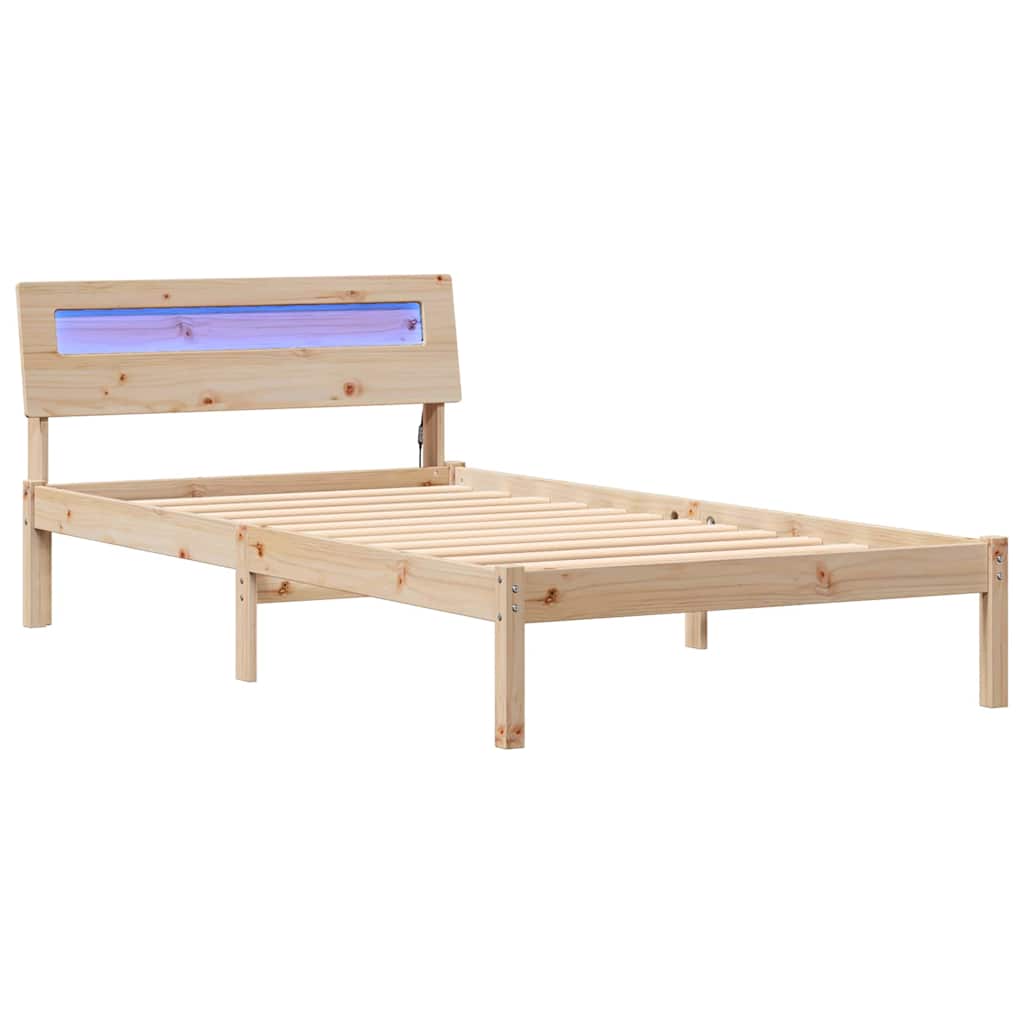 Sengestel med hovedgærde Brun 75 x 190 cm Massiv fyrretræ