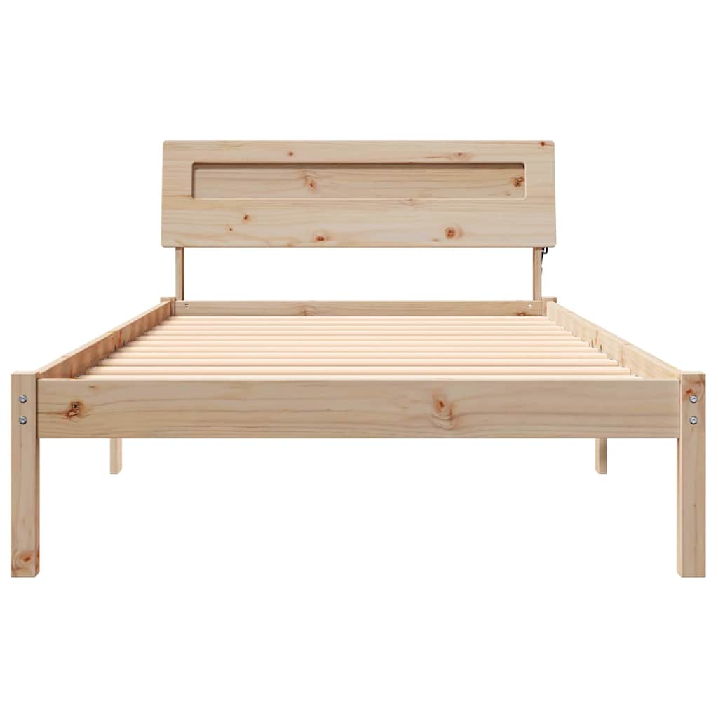 Sengestel med hovedgærde Brun 75 x 190 cm Massiv fyrretræ