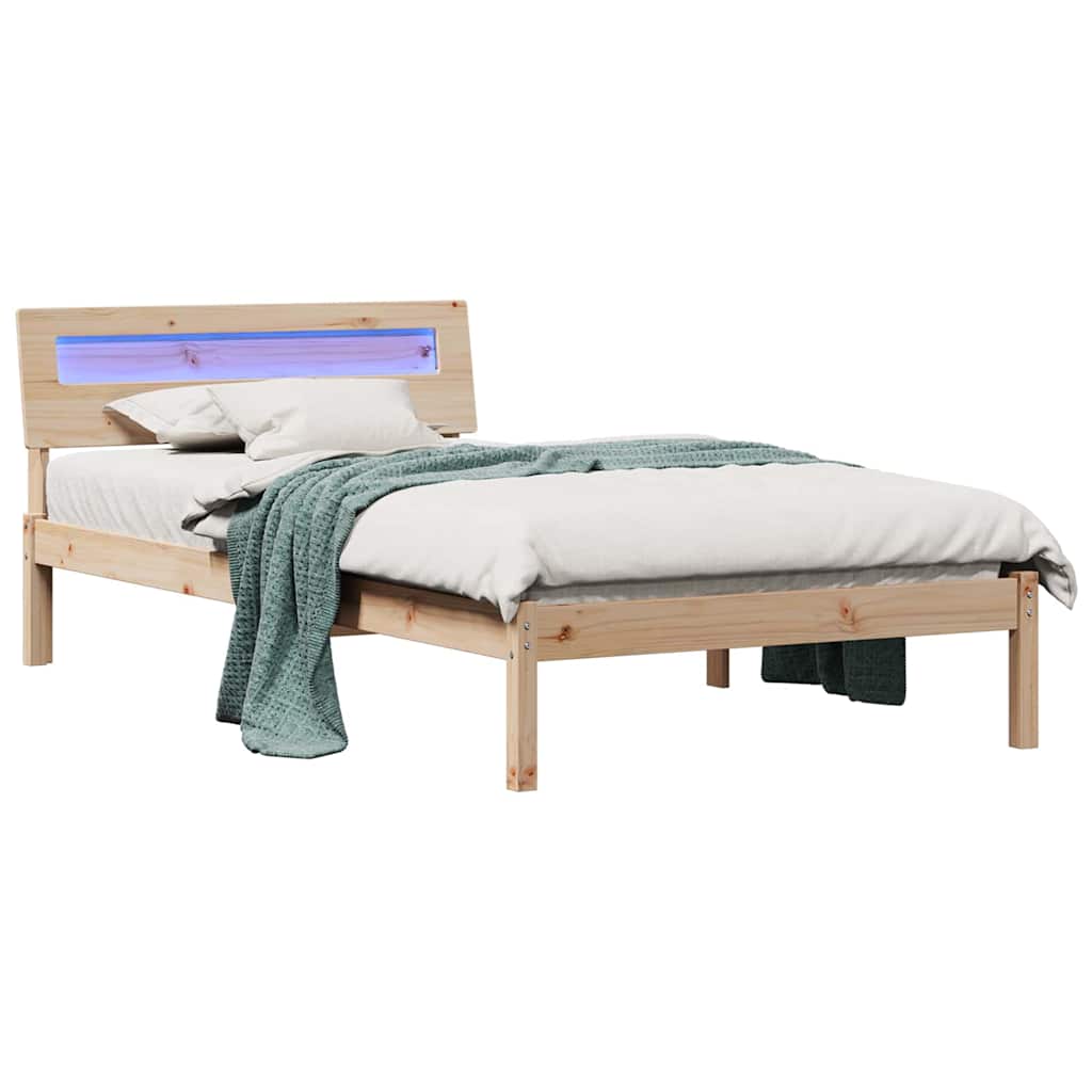 Sengestel med hovedgærde Brun 75 x 190 cm Massiv fyrretræ
