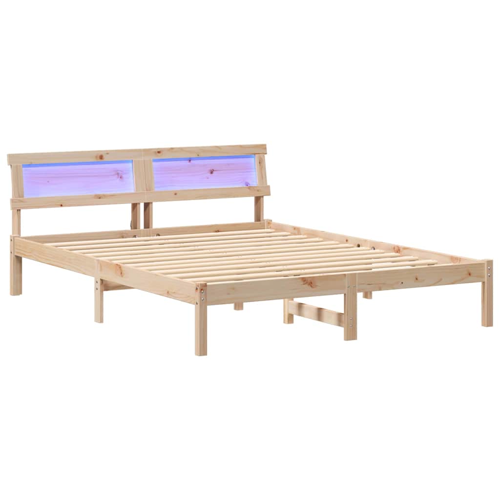 Sengestel med hovedgærde Brun 160 x 200 cm Massiv fyrretræ