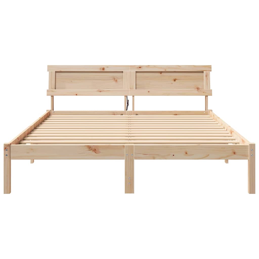 Sengestel med hovedgærde Brun 160 x 200 cm Massiv fyrretræ