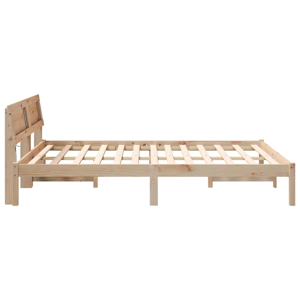 Sengestel med hovedgærde Brun 160 x 200 cm Massiv fyrretræ