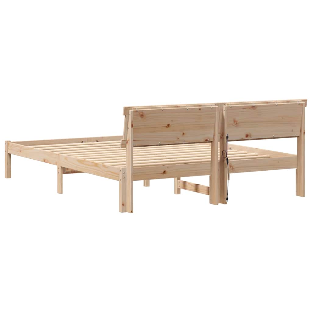 Sengestel med hovedgærde Brun 150 x 200 cm Massiv fyrretræ