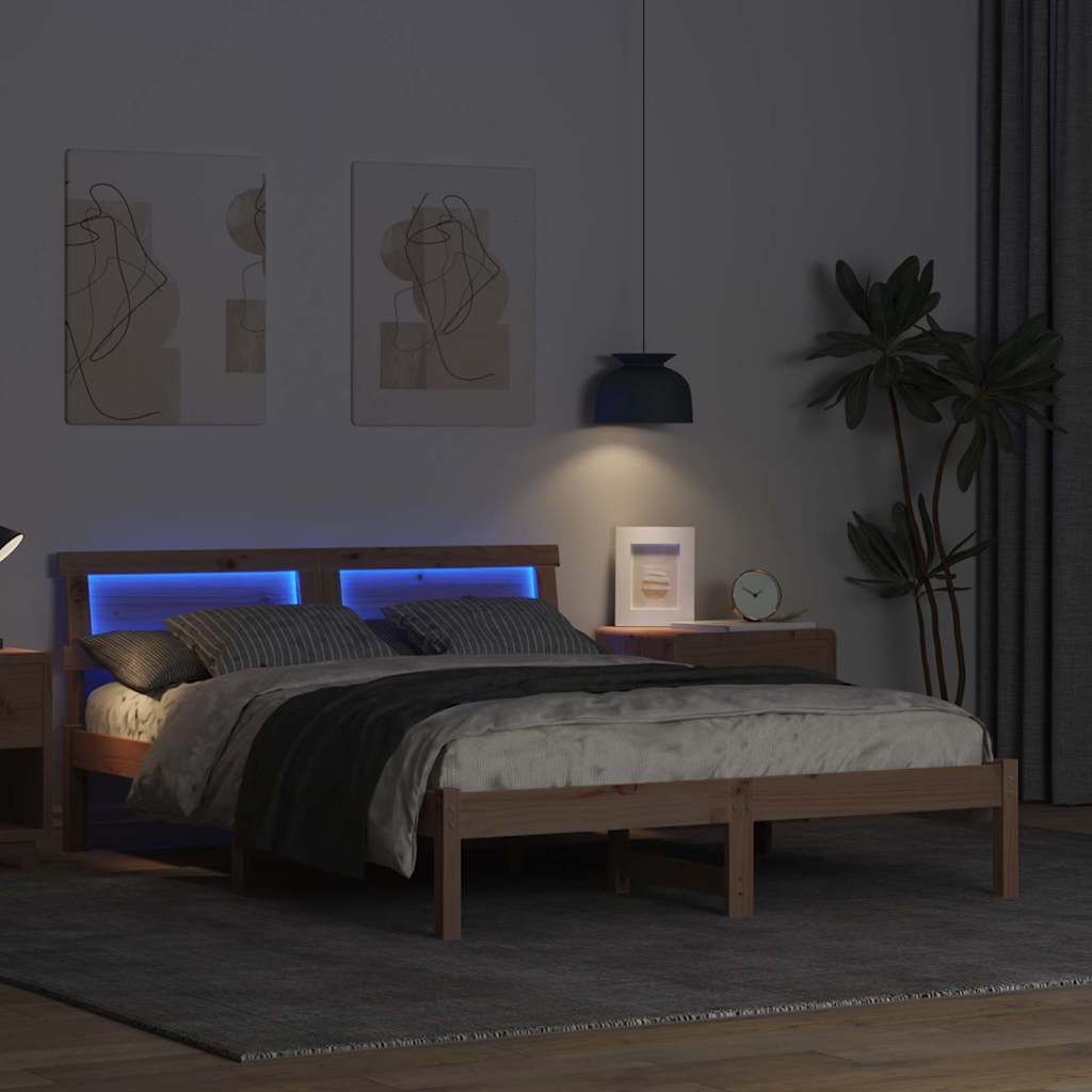 Sengestel med hovedgærde Brun 120 x 200 cm Massiv fyrretræ
