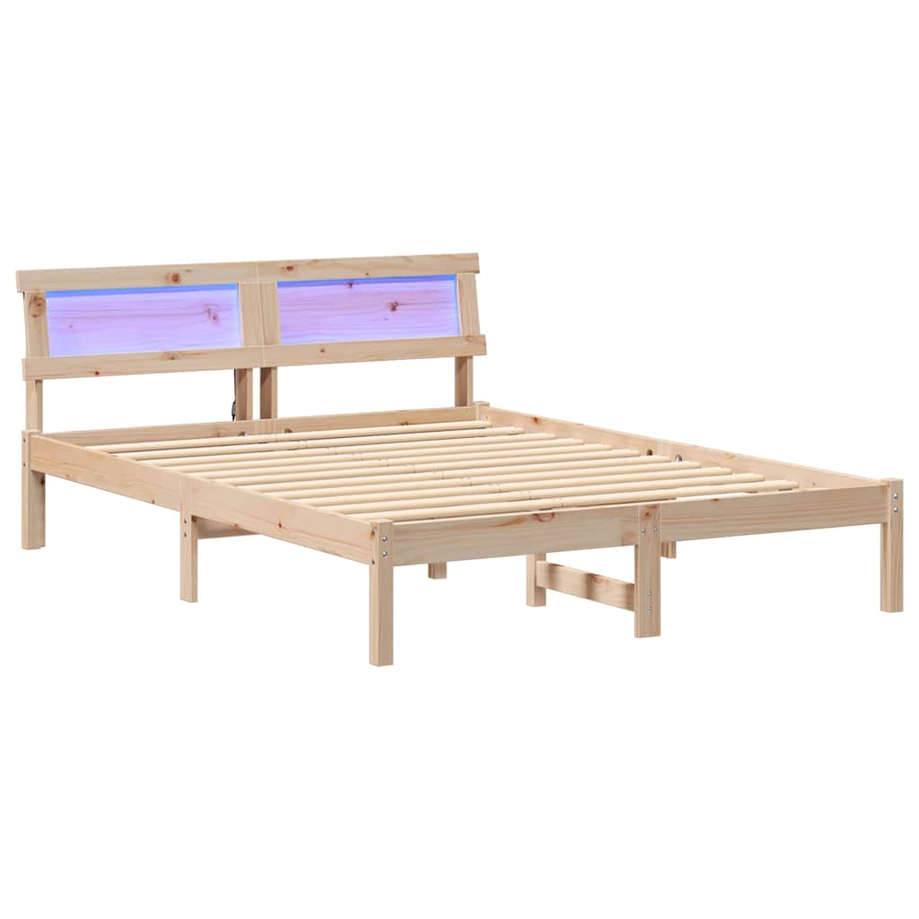 Sengestel med hovedgærde Brun 120 x 200 cm Massiv fyrretræ