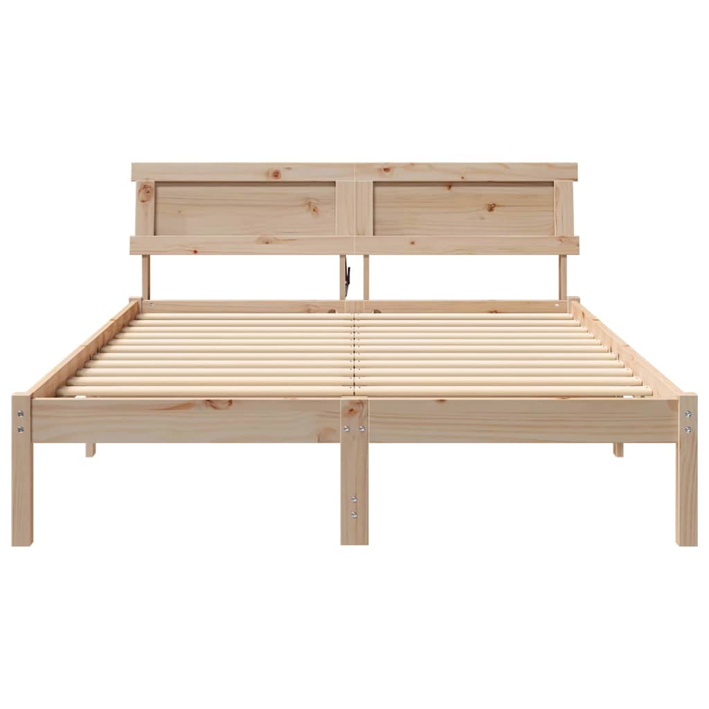 Sengestel med hovedgærde Brun 120 x 200 cm Massiv fyrretræ