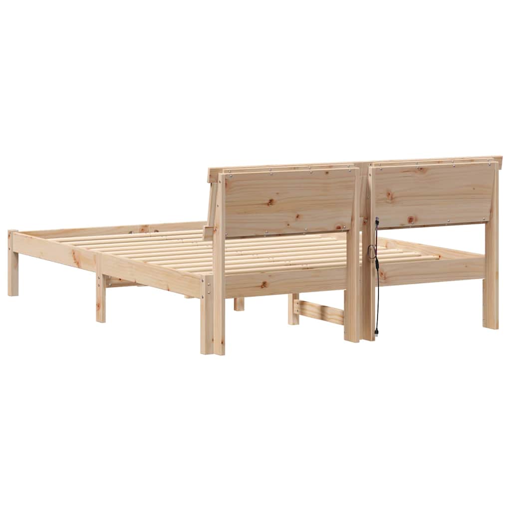 Sengestel med hovedgærde Brun 140 x 190 cm Massiv fyrretræ