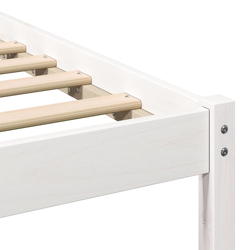 Sengestel med hovedgærde Hvid 135 x 190 cm Massiv fyrretræ