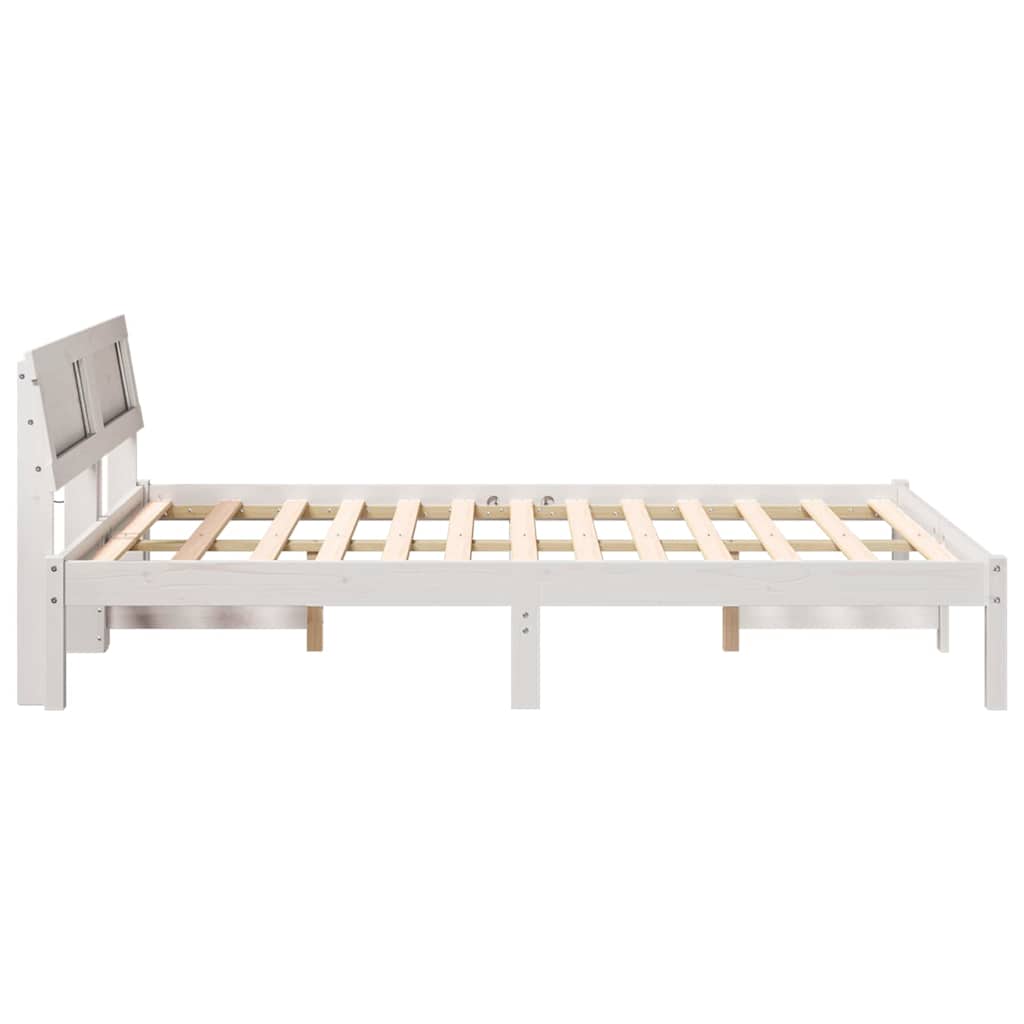 Sengestel med hovedgærde Hvid 135 x 190 cm Massiv fyrretræ