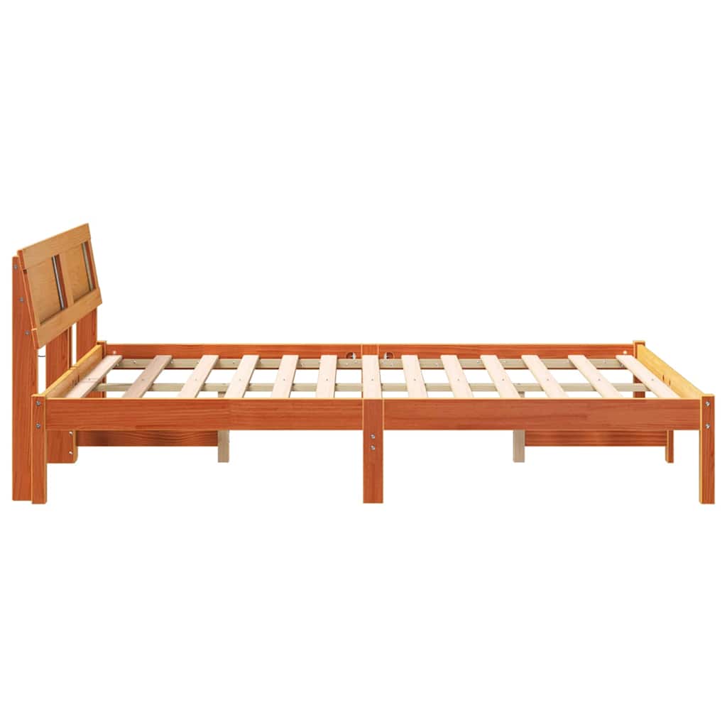 Sengestel med hovedgærde Voks brun 120 x 190 cm Massiv fyrretræ