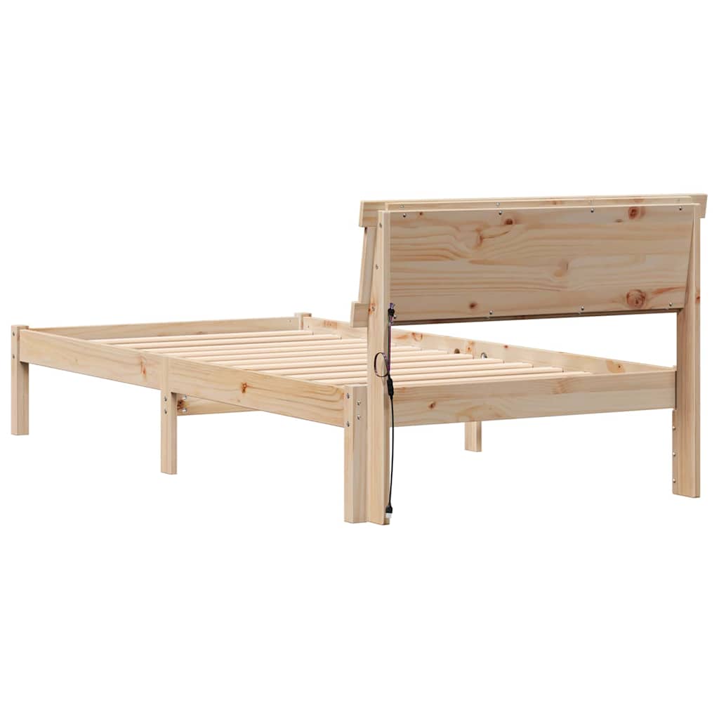 Sengestel med hovedgærde Brun 90 x 200 cm Massiv fyrretræ
