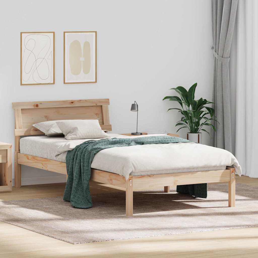 Sengestel med hovedgærde Brun 80 x 200 cm Massiv fyrretræ