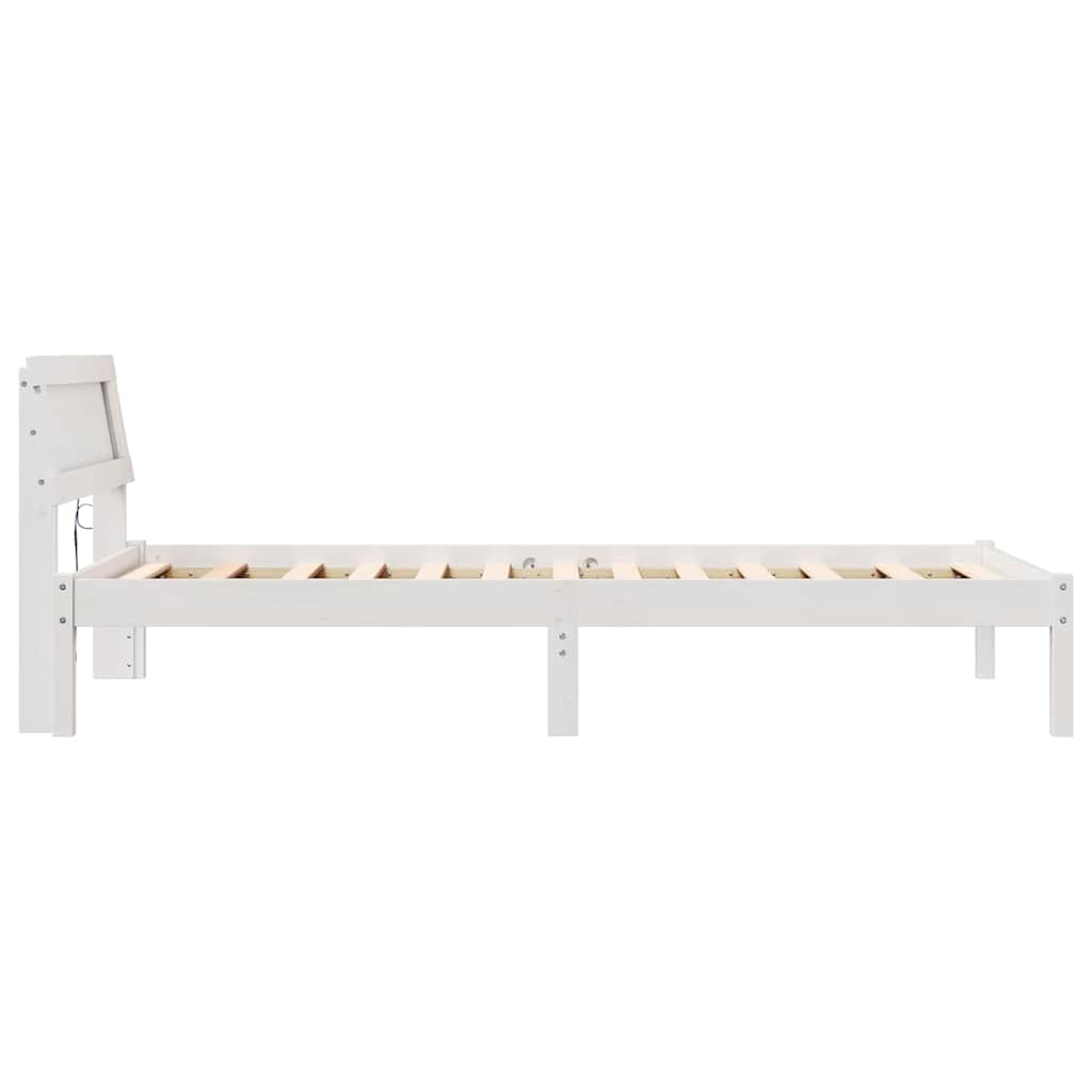 Sengestel med hovedgærde Hvid 80 x 200 cm Massiv fyrretræ