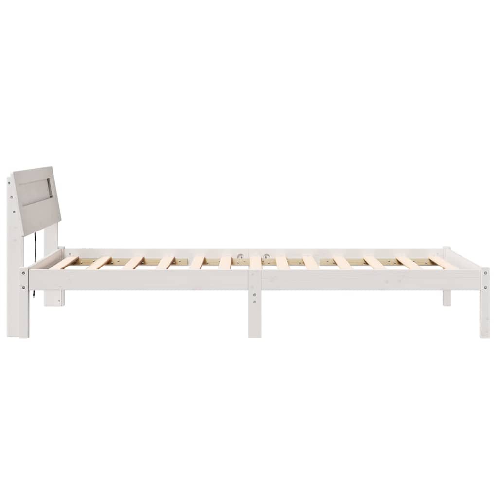 Sengestel med hovedgærde Hvid 90 x 190 cm Massiv fyrretræ