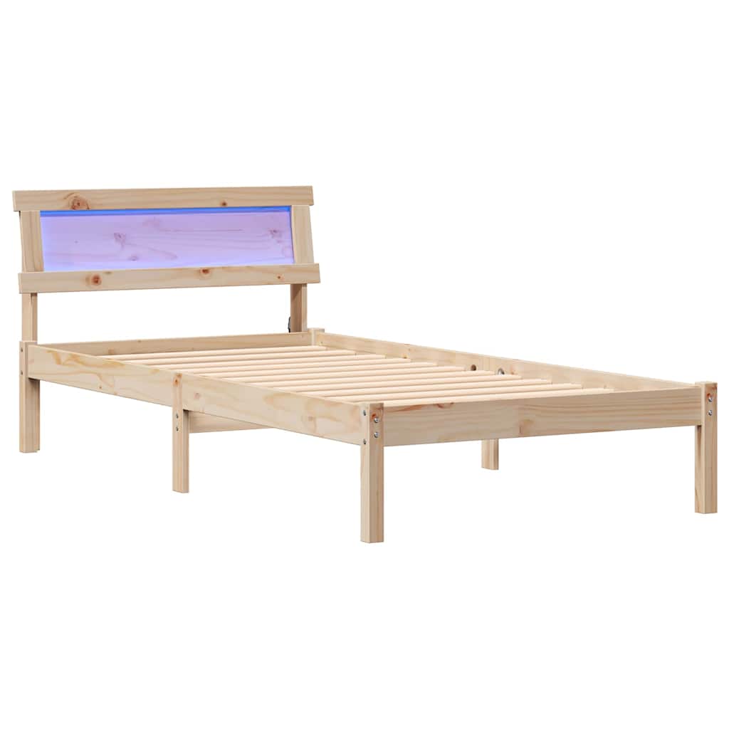 Sengestel med hovedgærde Brun 75 x 190 cm Massiv fyrretræ