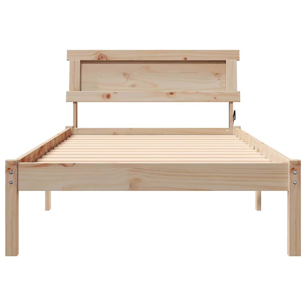 Sengestel med hovedgærde Brun 75 x 190 cm Massiv fyrretræ