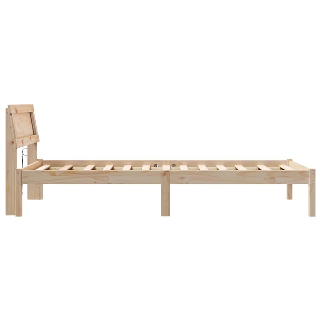 Sengestel med hovedgærde Brun 75 x 190 cm Massiv fyrretræ