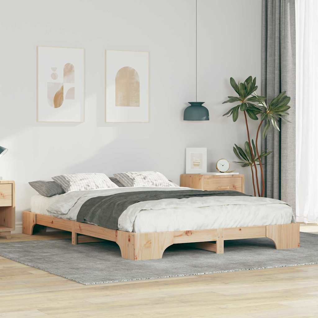 Sengestel Brun 140 x 210 cm Massiv fyrretræ