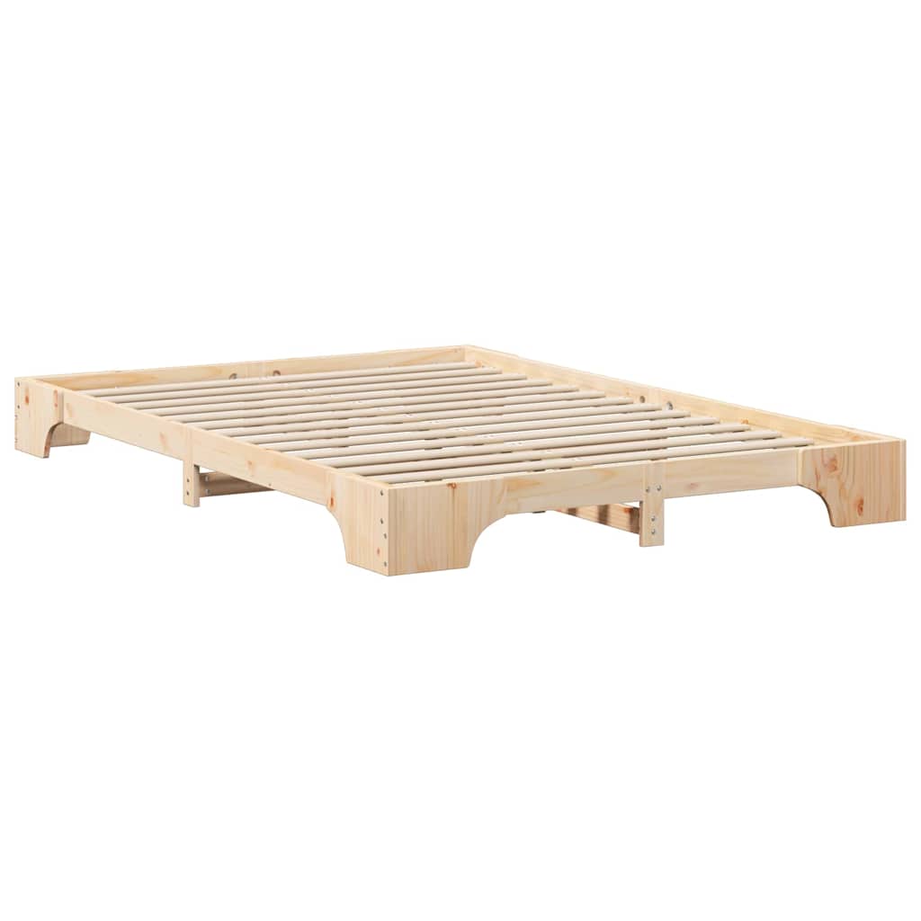 Sengestel Brun 140 x 210 cm Massiv fyrretræ