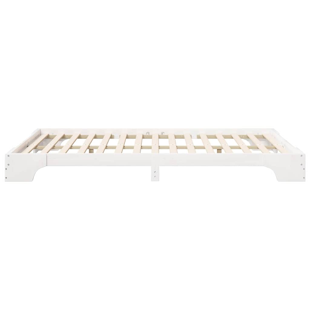 Sengestel Hvid 140 x 210 cm Massiv fyrretræ