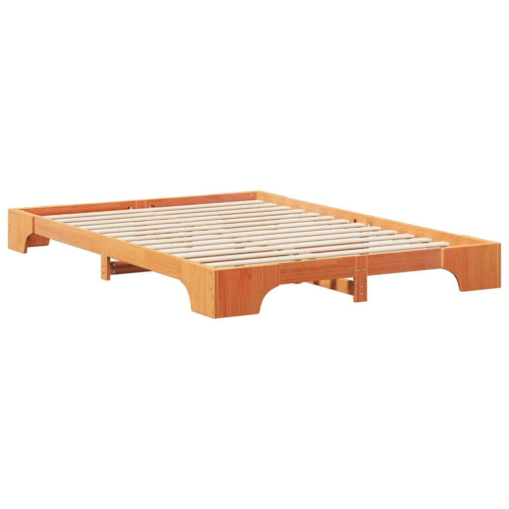 Sengestel Brun 140 x 210 cm Massiv fyrretræ