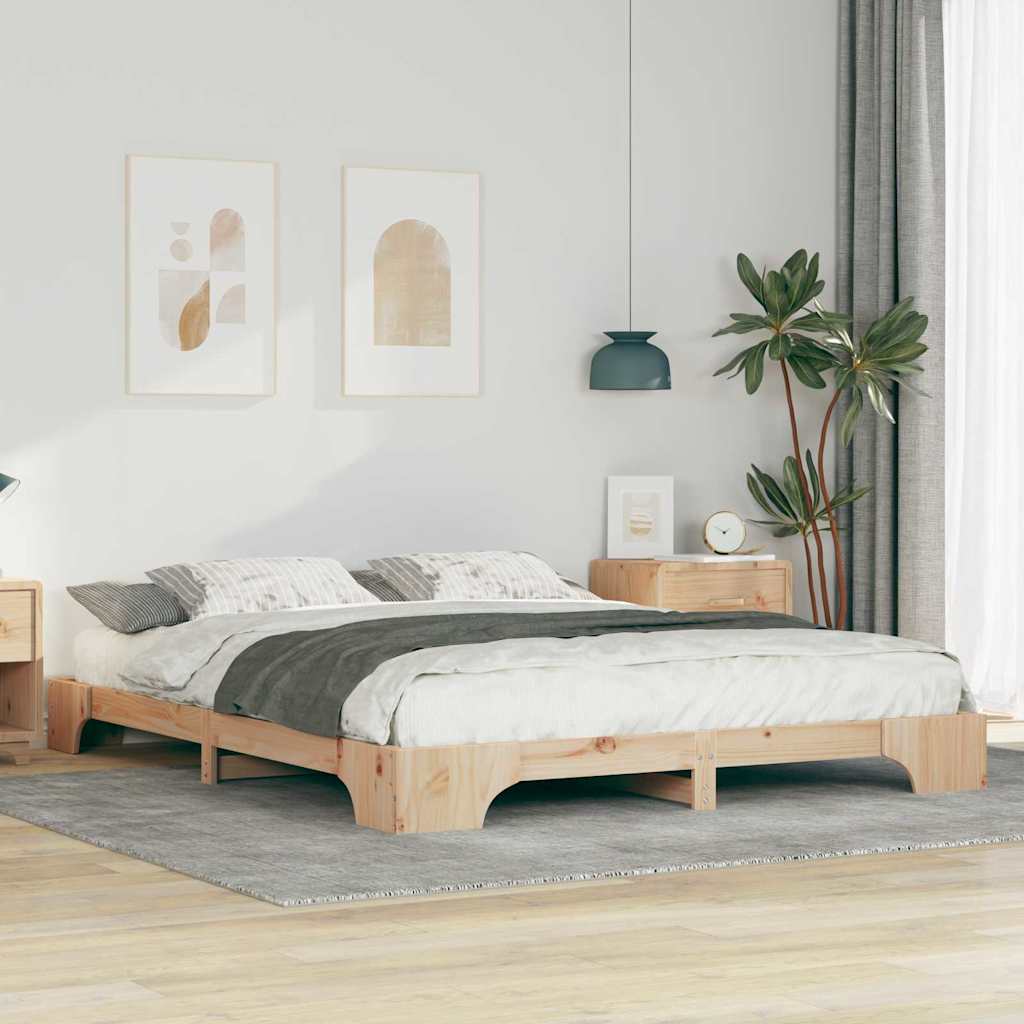 Sengestel Brun 160 x 210 cm Massiv fyrretræ