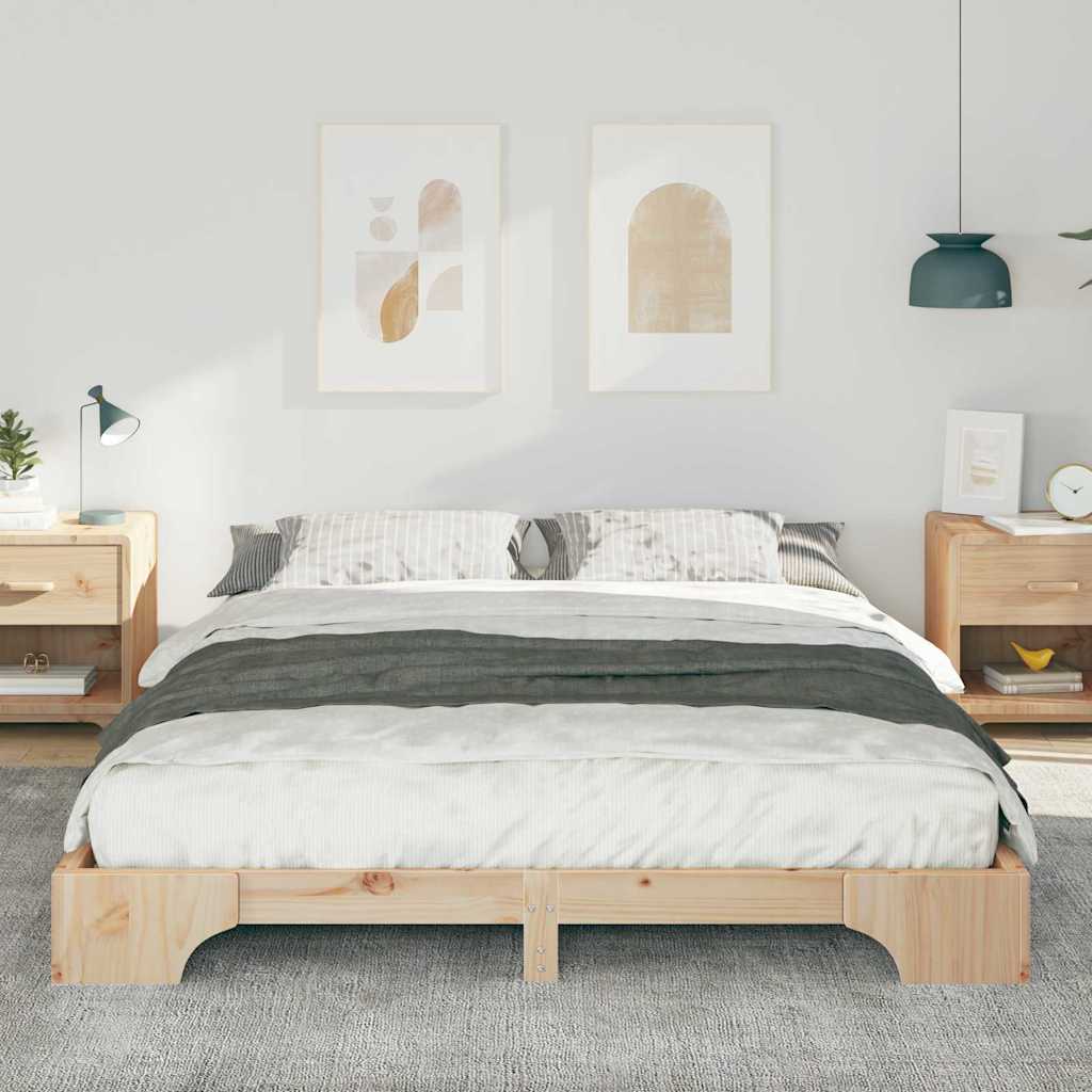 Sengestel Brun 160 x 210 cm Massiv fyrretræ