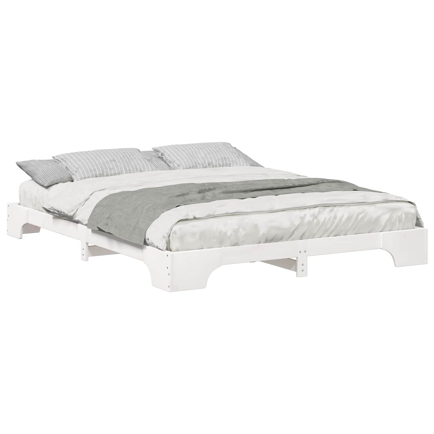 Sengestel Hvid 160 x 210 cm Massiv fyrretræ