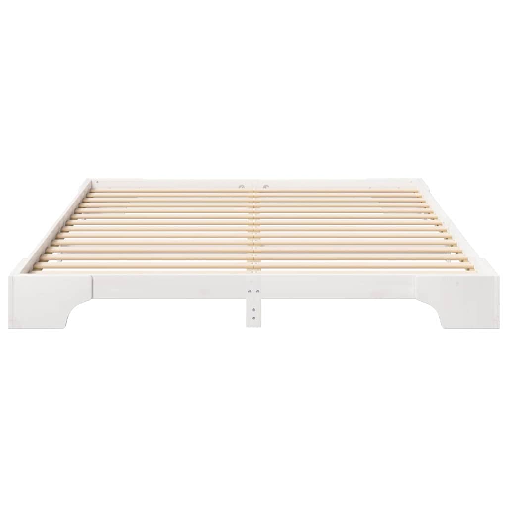 Sengestel Hvid 200 x 210 cm Massiv fyrretræ