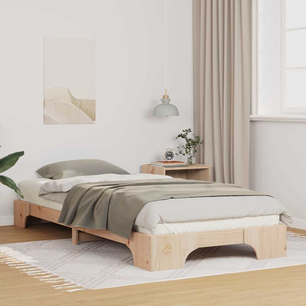 Sengestel Brun 100 x 220 cm Massiv fyrretræ
