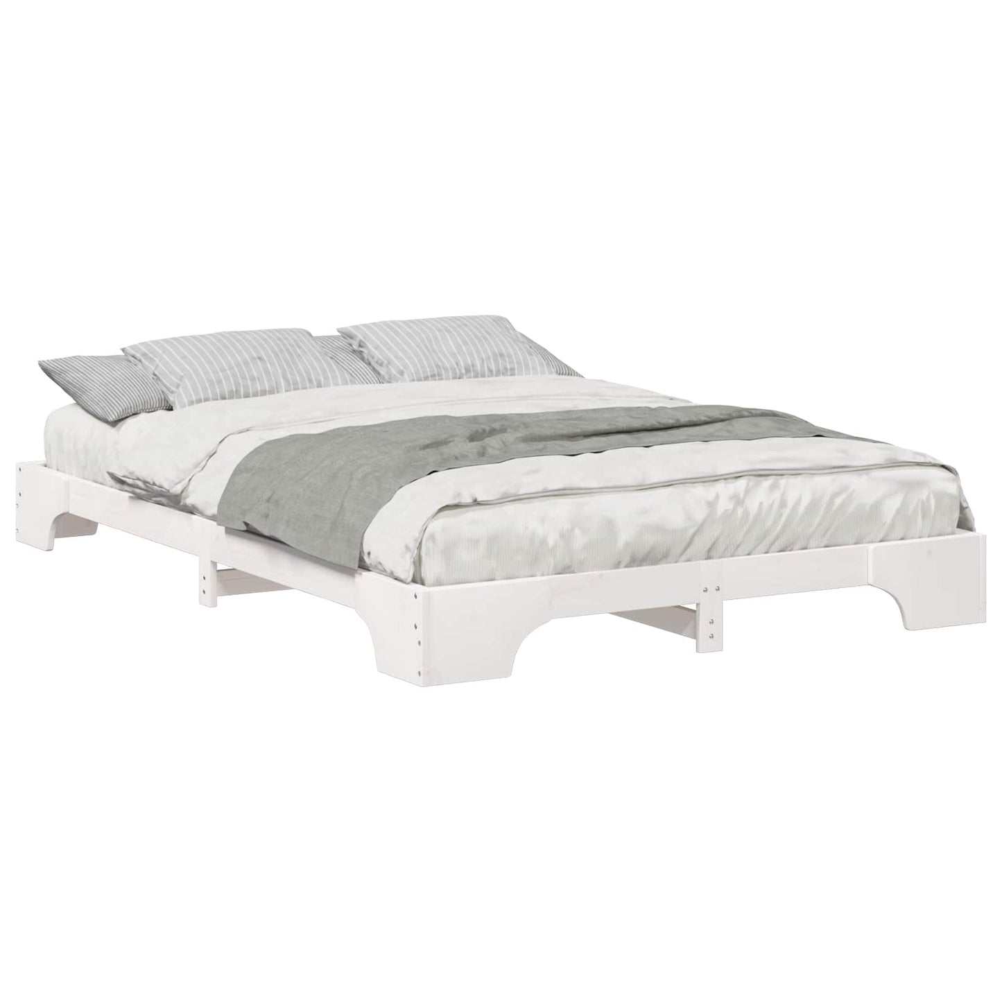 Sengestel Hvid 140 x 220 cm Massiv fyrretræ