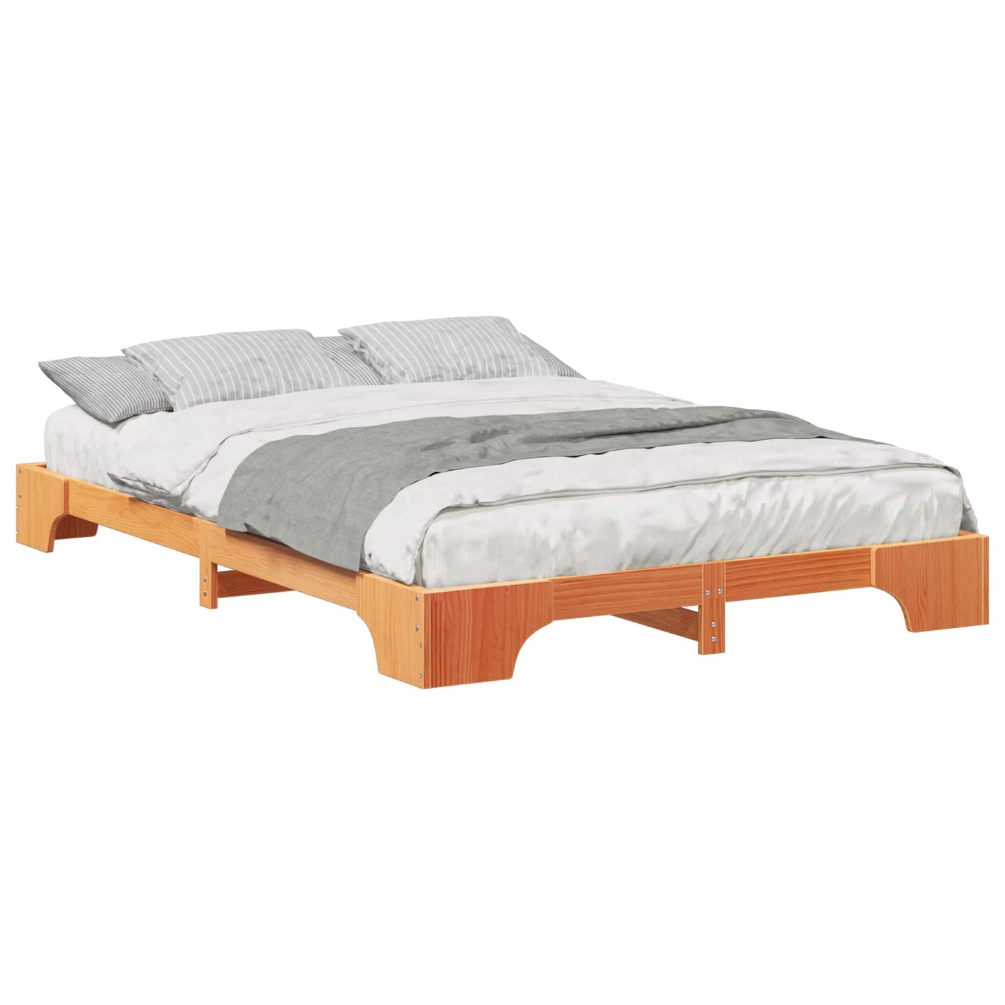Sengestel Brun 140 x 220 cm Massiv fyrretræ