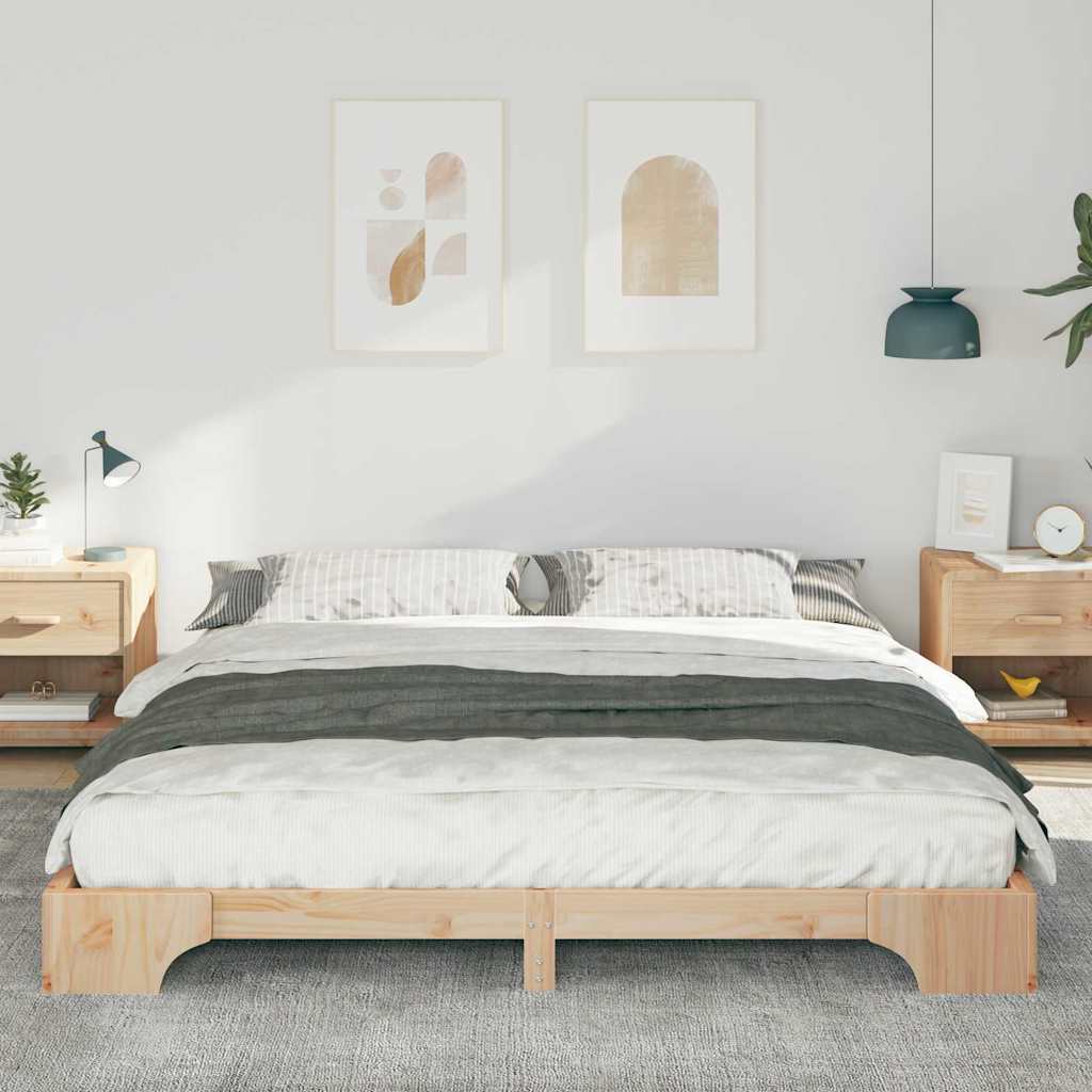 Sengestel Brun 180 x 220 cm Massiv fyrretræ