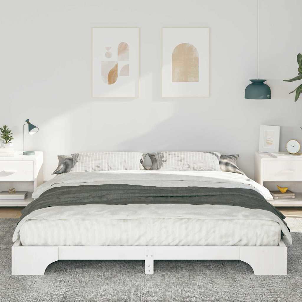 Sengestel Hvid 180 x 220 cm Massiv fyrretræ