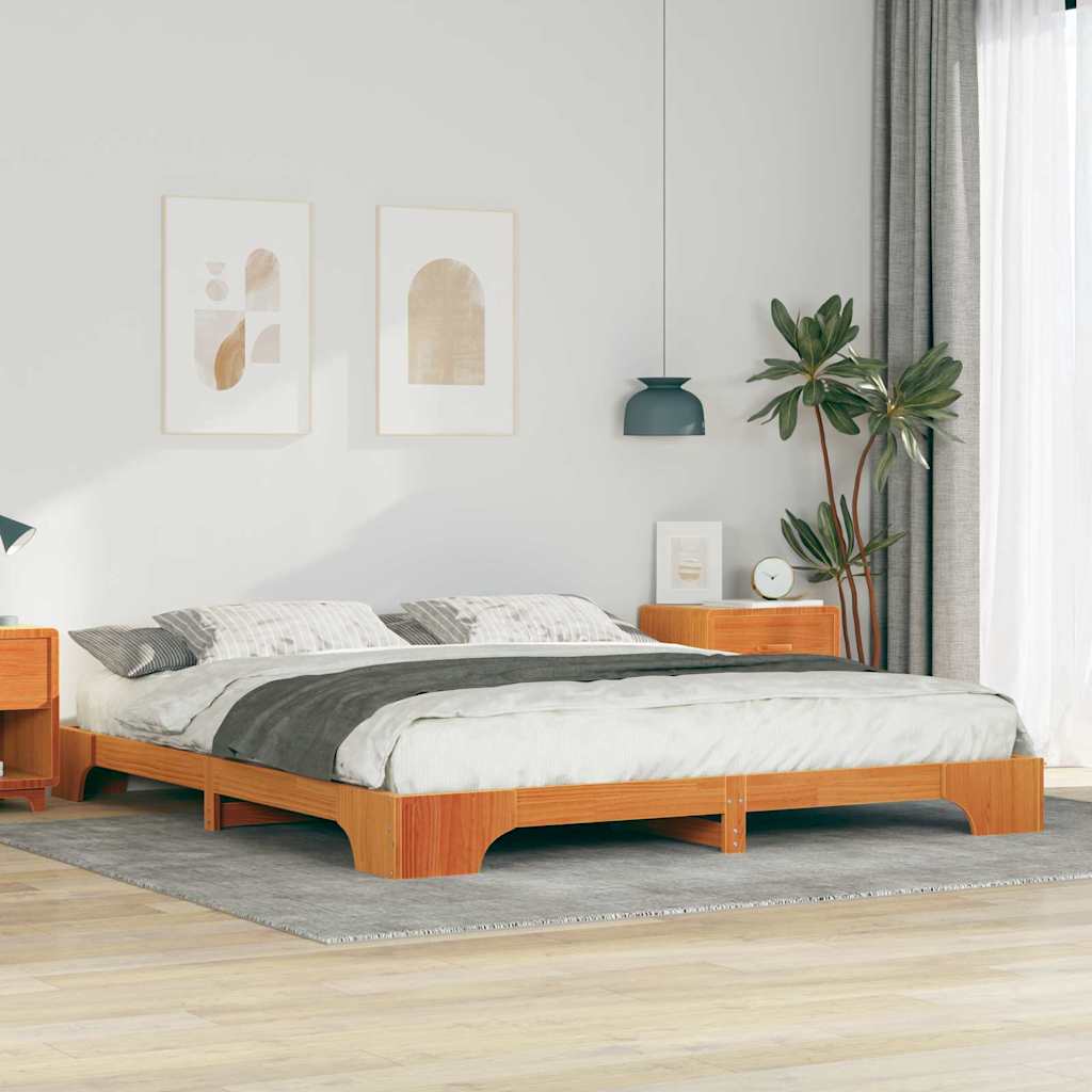 Sengestel Brun 180 x 220 cm Massiv fyrretræ