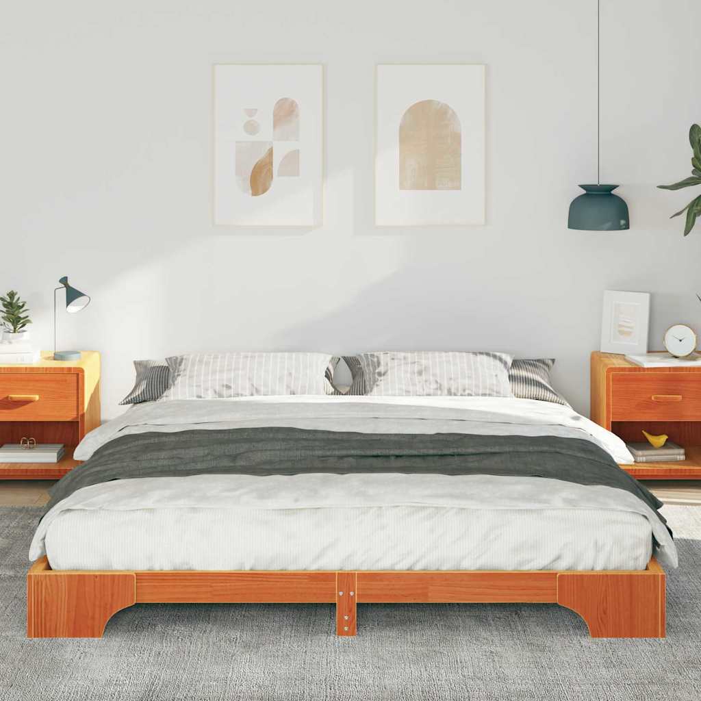 Sengestel Brun 180 x 220 cm Massiv fyrretræ