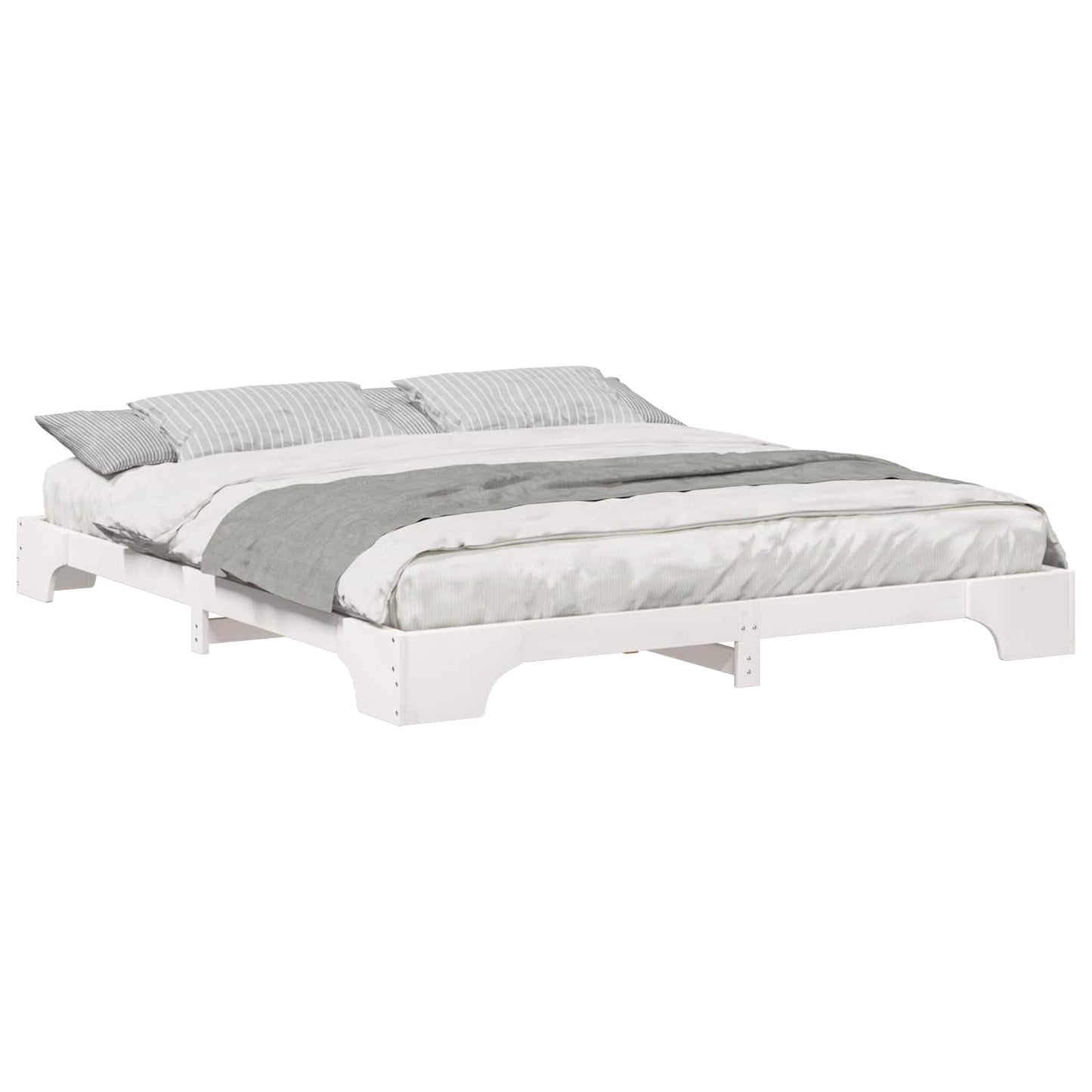 Sengestel Hvid 200 x 220 cm Massiv fyrretræ