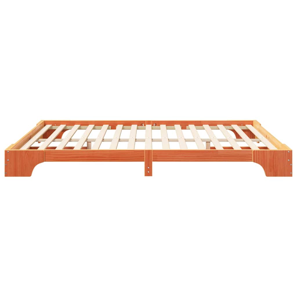 Sengestel Brun 200 x 220 cm Massiv fyrretræ