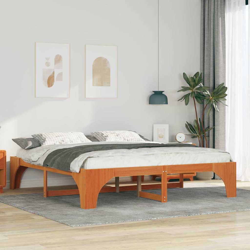 Sengestel Brun 180 x 200 cm Massiv fyrretræ