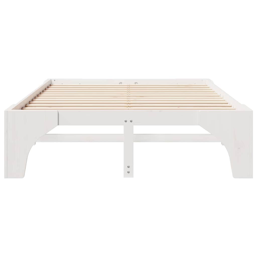 Sengestel Hvid 150 x 200 cm Massiv fyrretræ