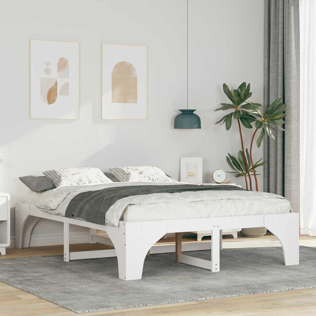 Sengestel Hvid 140 x 200 cm Massiv fyrretræ