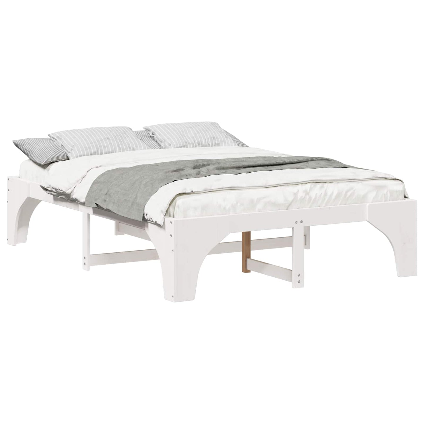 Sengestel Hvid 140 x 200 cm Massiv fyrretræ