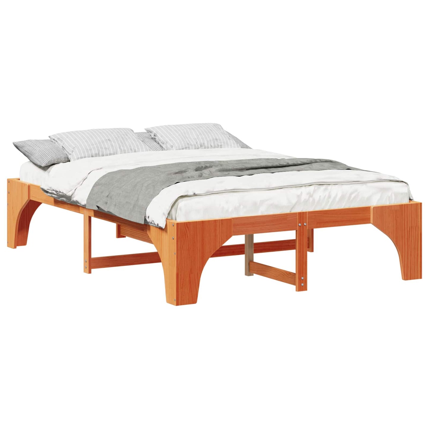 Sengestel Brun 140 x 200 cm Massiv fyrretræ